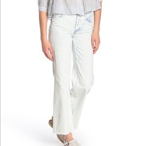 Free People High Rise Straight Flare Raw Hem Jeans